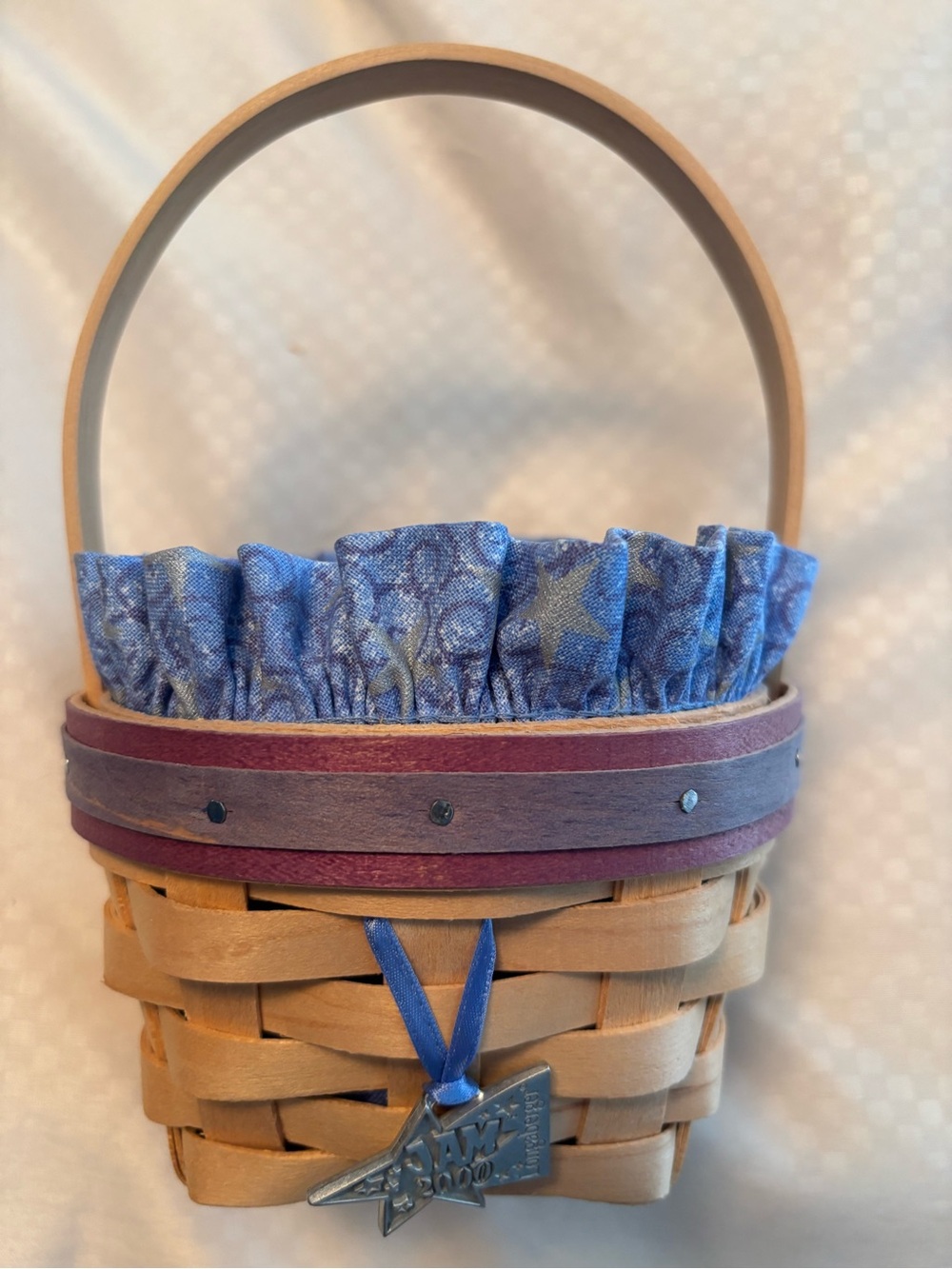 Longaberger 2000 JAM Basket, liner, protector and tie on.